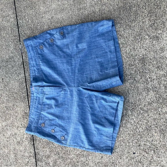 Blue Button-Accent Shorts - Picture 1 of 4